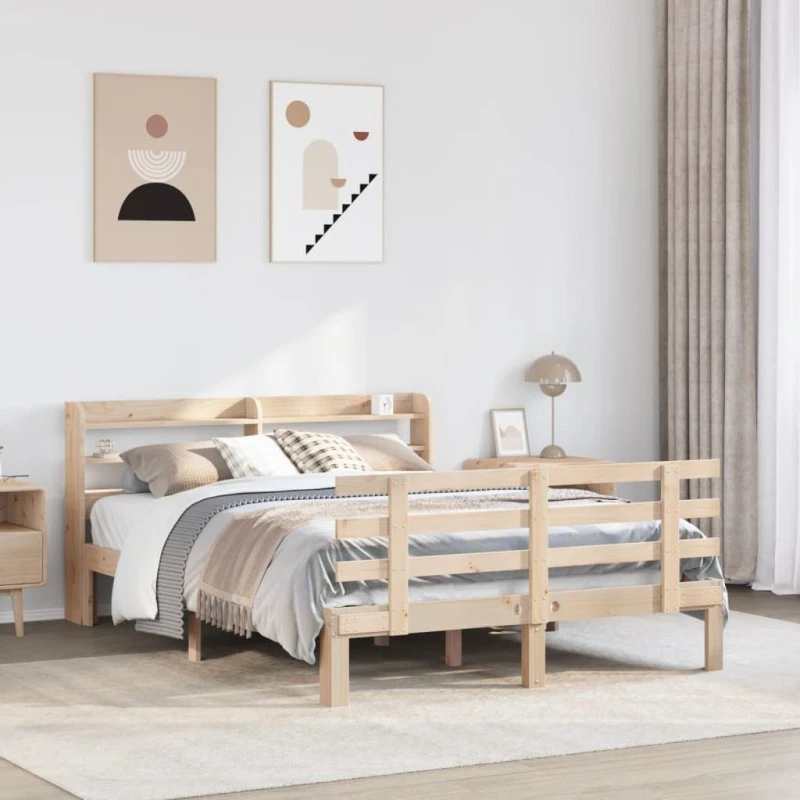 vidaXL Sengeramme 120x190 cm massivt fyrretræ med sengegavl