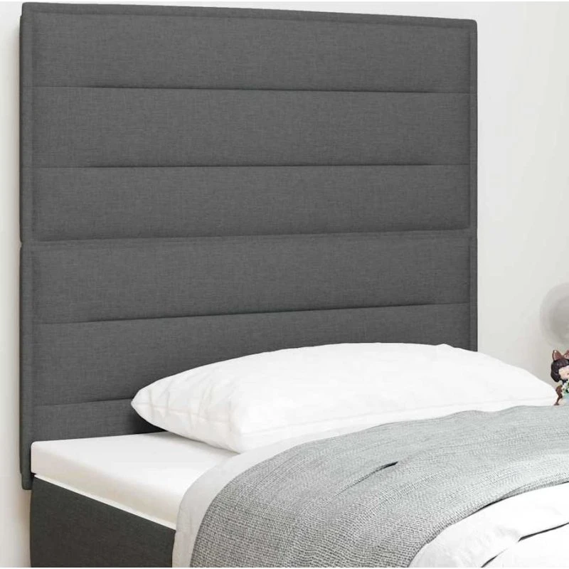 vidaXL LED-sengegavl 80 cm mørkegrå stof med justerbar højde