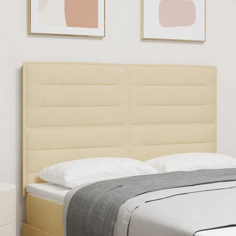 vidaXL LED-sengegavl creme 144 cm, justerbar med lysstrimler