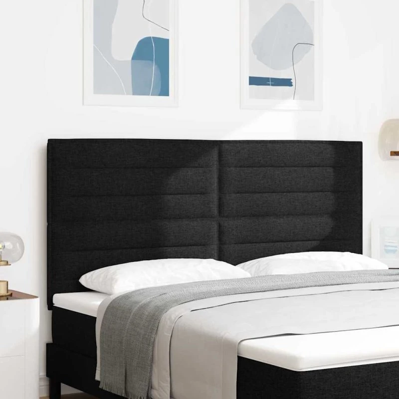 vidaXL LED-sengegavl med justerbar højde, Sort 180 cm