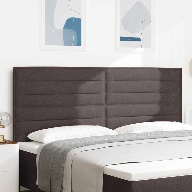 vidaXL LED-sengegavl Mørk Brun 200 cm Stof