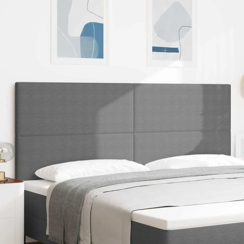 vidaXL LED-sengegavl Lysegrå 200 cm Velourstof