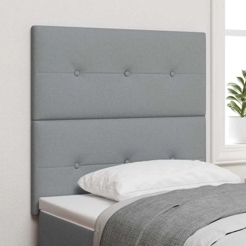 vidaXL LED-sengegavl lysegrå 90 cm stof med lysstrimler