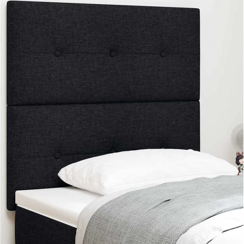 vidaXL LED-sengegavl med lysstrimler, sort, 90 cm