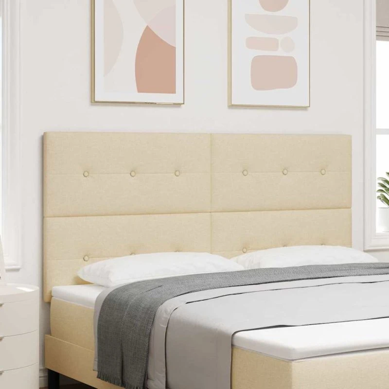 vidaXL LED-sengegavl creme 180 cm stof