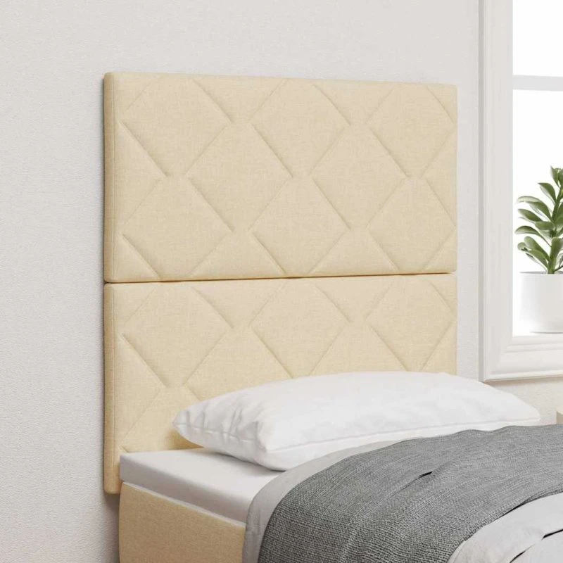 vidaXL LED-sengegavl Creme 80 cm, polstret stof
