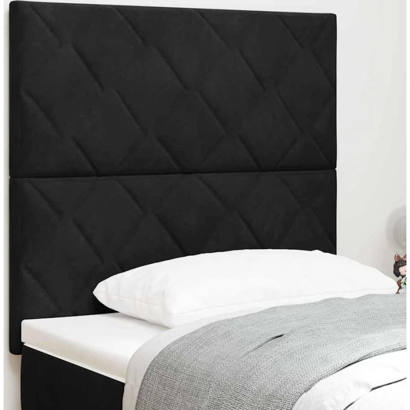 vidaXL LED-sengegavl Sort 100 cm Fløjl