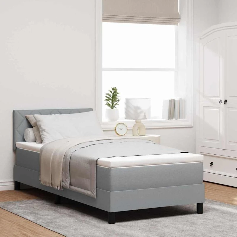 vidaXL Boxspring Seng Lysegrå 100 x 200 cm Stof