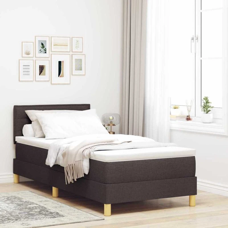 vidaXL Boxspring Seng med Pude, Mørk Brun, 90 x 200 cm