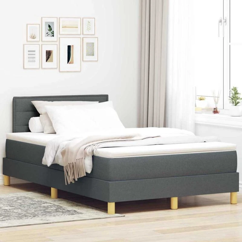 vidaXL Box spring seng med pude, mørkegrå, 120 x 190 cm