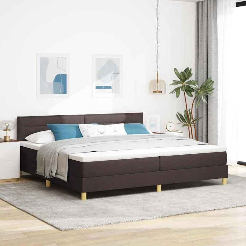 vidaXL Box Spring Seng 200x200 cm Mørk Brun Stof