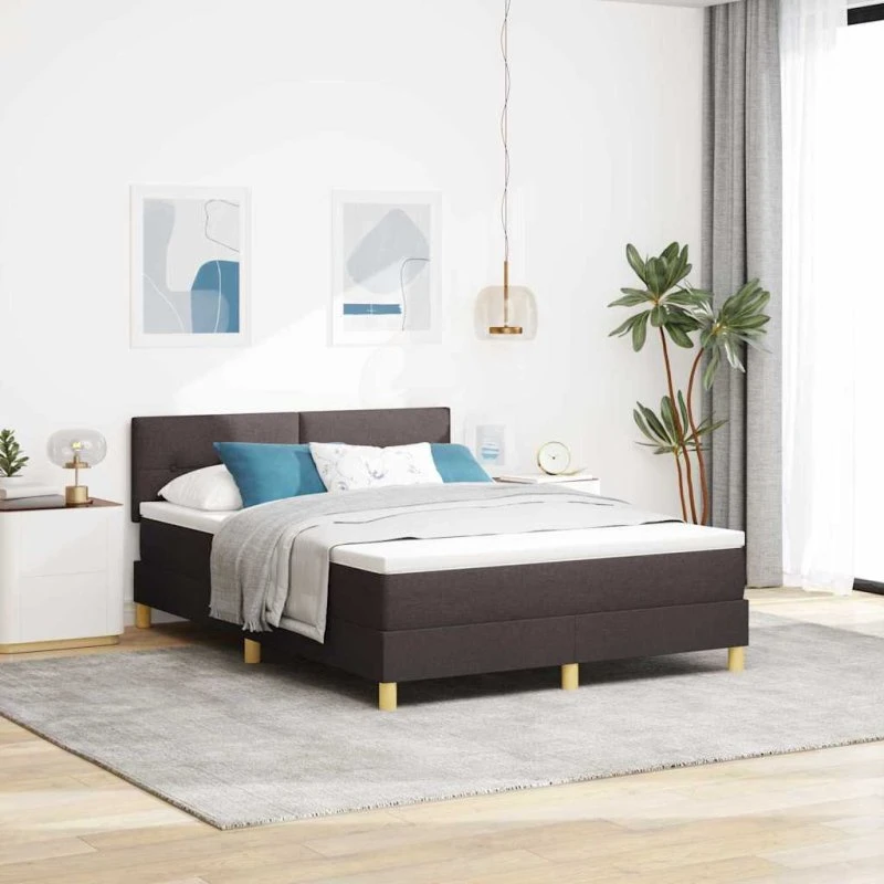 vidaXL Box spring seng med pude, Mørk Brun 140 x 200 cm