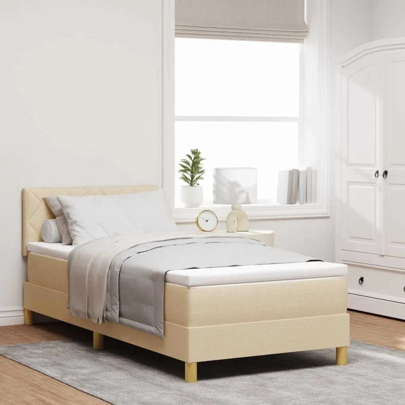 vidaXL Box spring seng med pude, creme, 90 x 190 cm
