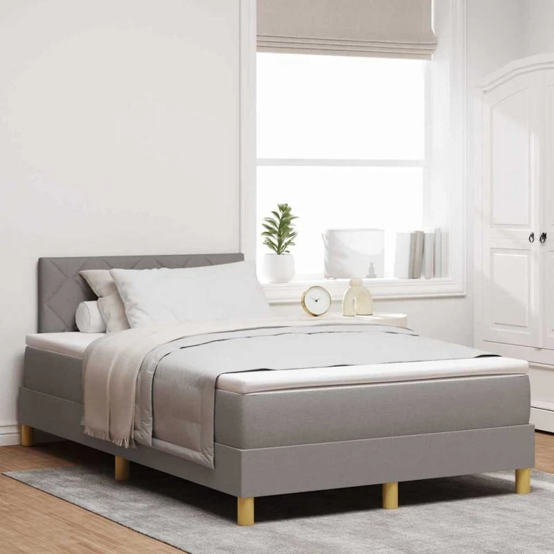 vidaXL Box spring seng med pude Gråbrun 120x200 cm