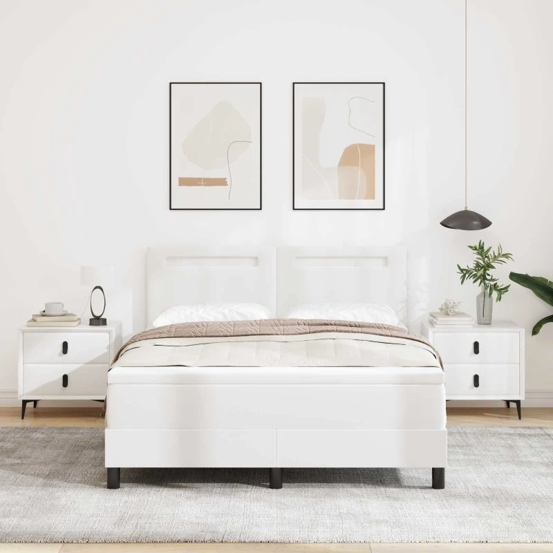 vidaXL Hvid Boks-Madras Seng 160 x 200 cm Kunstlæder
