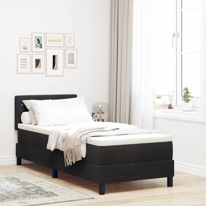 vidaXL Box spring seng med madras, sort, 80 x 200 cm