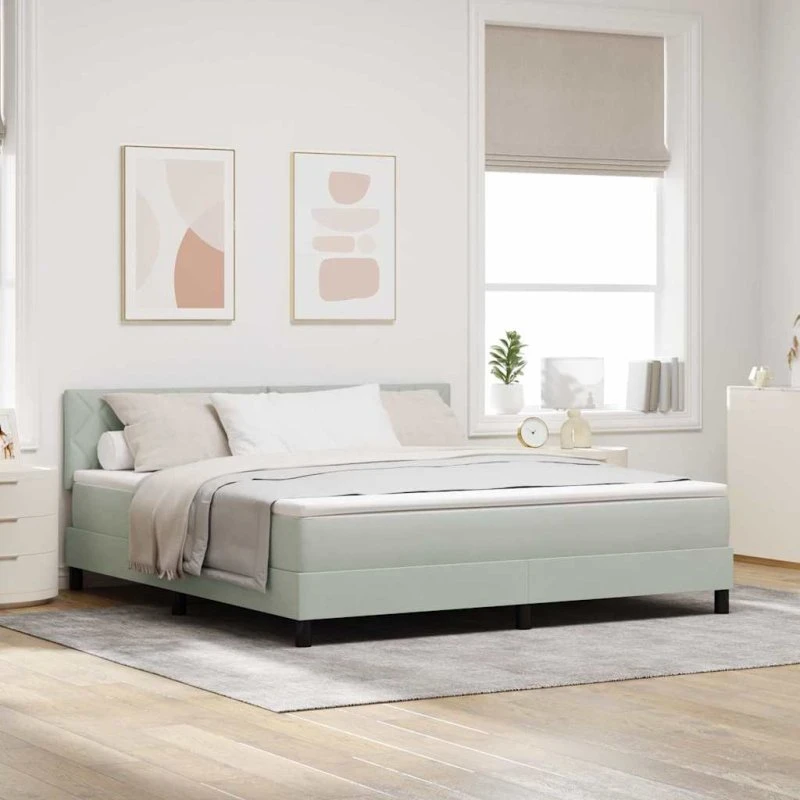 vidaXL Boxspring seng med madras, lysegrå, 180 x 200 cm