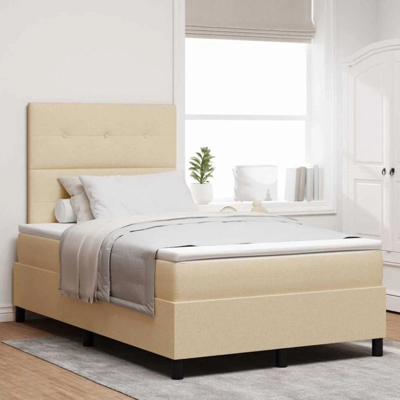 vidaXL Boxspring-seng med madras Creme 120 x 200 cm