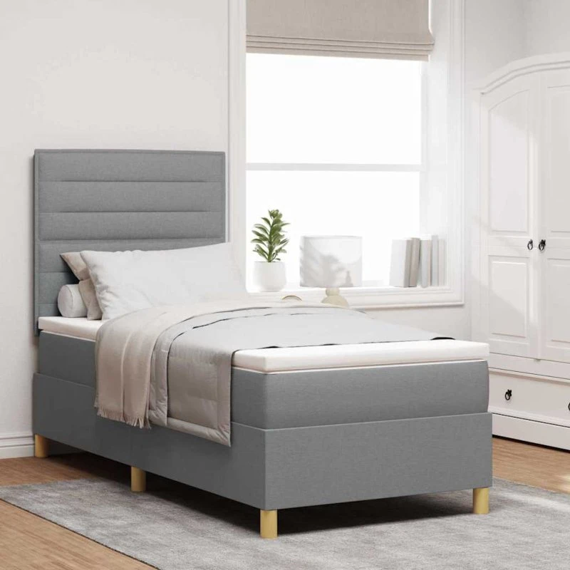 vidaXL Box spring seng med madras Lysegrå 80 x 200 cm