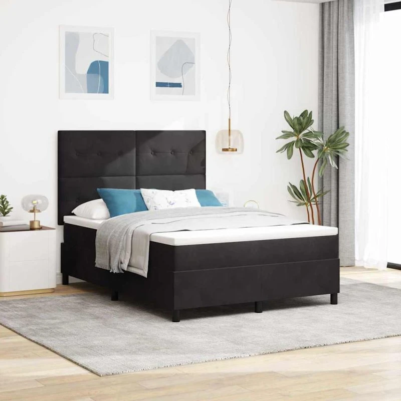 vidaXL Box Spring Seng med Madras, Sort, 160 x 200 cm
