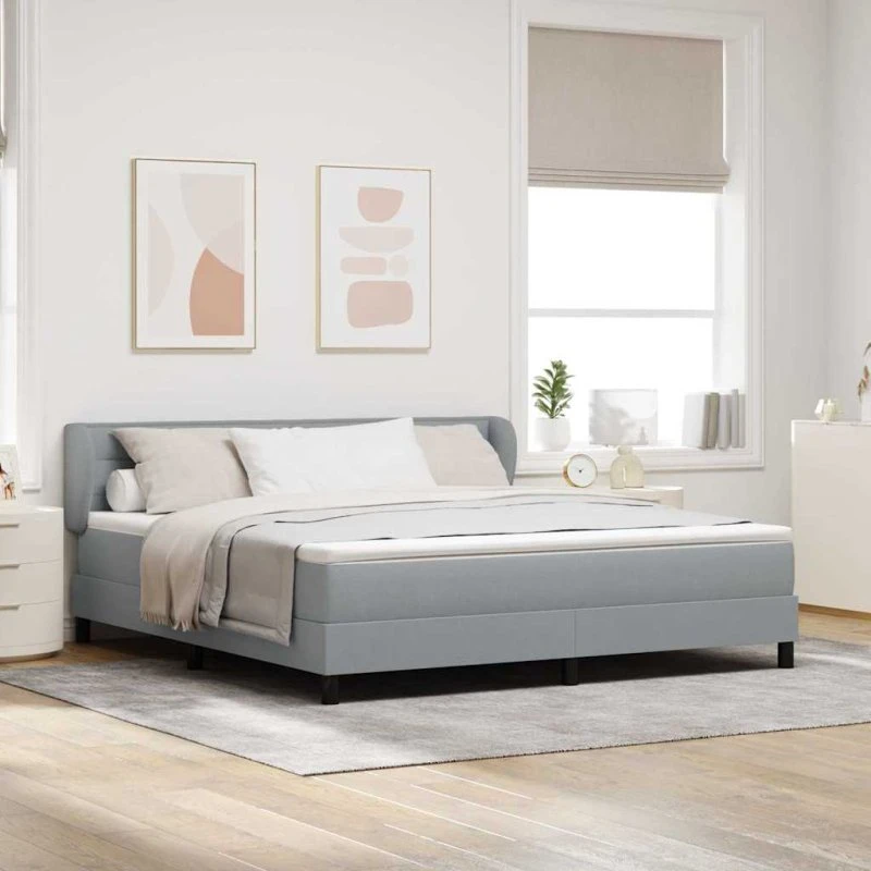 vidaXL Box spring seng med madras Lysegrå 180x200 cm
