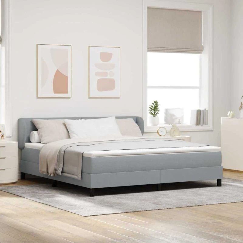 vidaXL Box spring seng med madras Lysegrå 180x200 cm