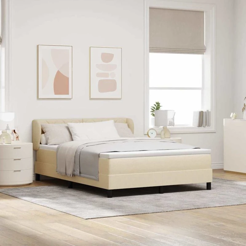 vidaXL Box Spring Seng med Madras Creme 160x200 cm