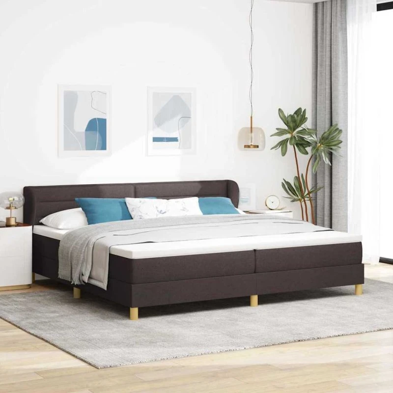 vidaXL Boxspring seng 200x200 cm mørk brun stof