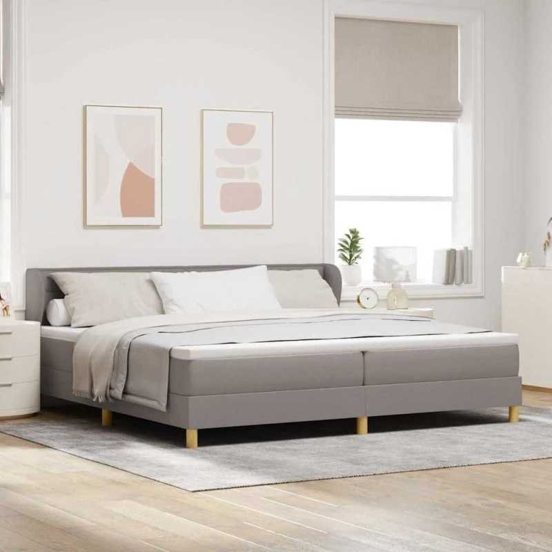 vidaXL Box spring seng med madras Gråbrun 200x200 cm