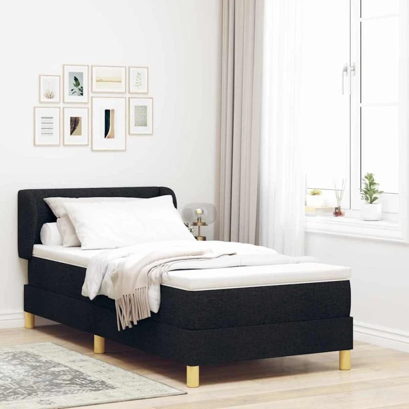vidaXL Boxspring Seng med Madras, Sort 90x190 cm