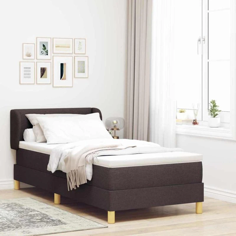 vidaXL Boxspring Seng Mørk Brun 90x200 cm Stof