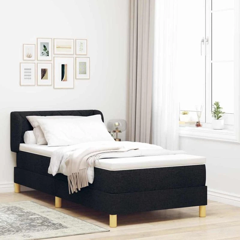 vidaXL Boxspring Seng med Madras, Sort 90x190 cm