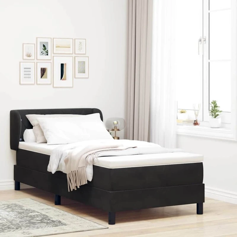 vidaXL Box Spring-seng 90x190 cm Sort Fløjl