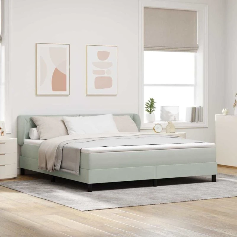 vidaXL Box Spring-seng med hovedgærde, Lysegrå 180 x 200 cm