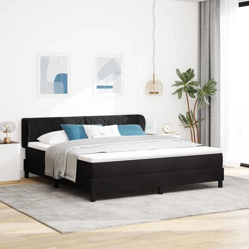 vidaXL Box Spring-seng med hovedgærde, Sort, 180 x 200 cm