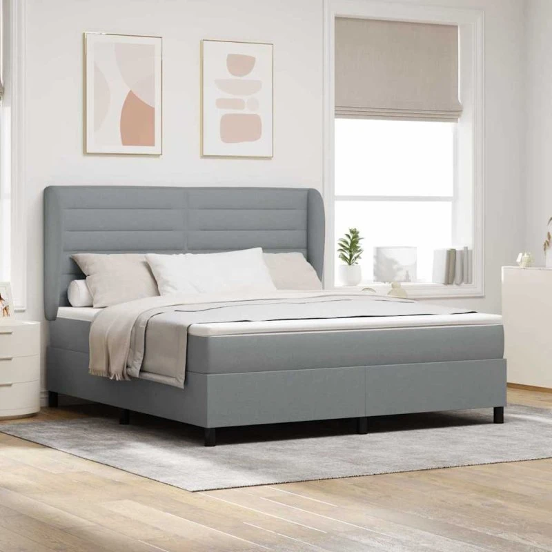 vidaXL Box spring seng med madras Lysegrå 180x200 cm Stof