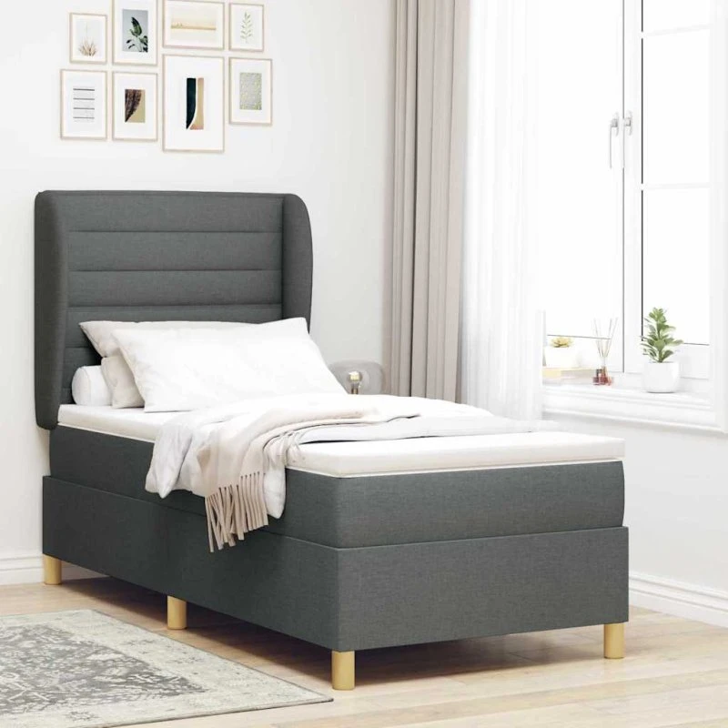 vidaXL Box spring seng med madras Mørkegrå 200x90 cm