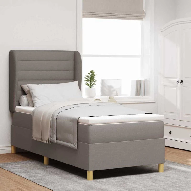 vidaXL Box spring seng med madras Gråbrun 200x100 cm