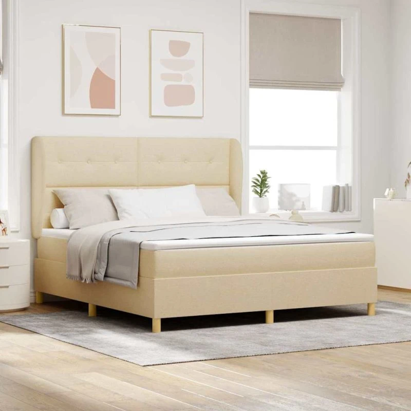 vidaXL Box spring seng med madras Creme 200x180 cm