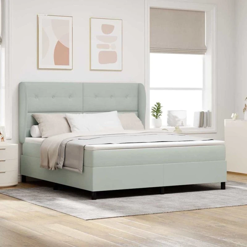 vidaXL Boxspring-seng med madras Lysegrå 200x180 cm