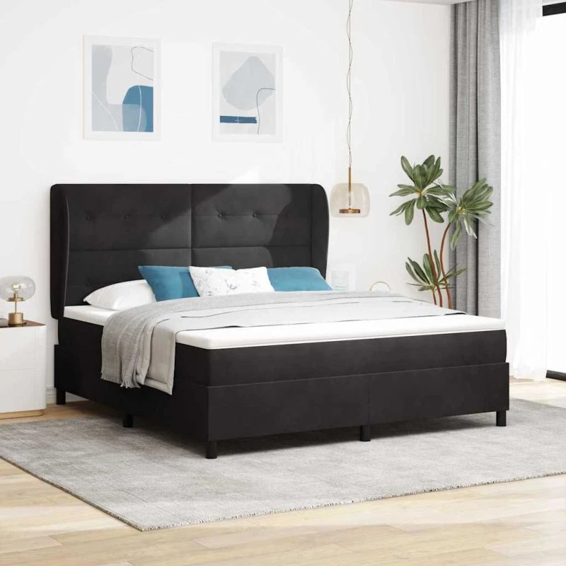vidaXL Boxspring-seng med madras, Sort, 200 x 180 cm