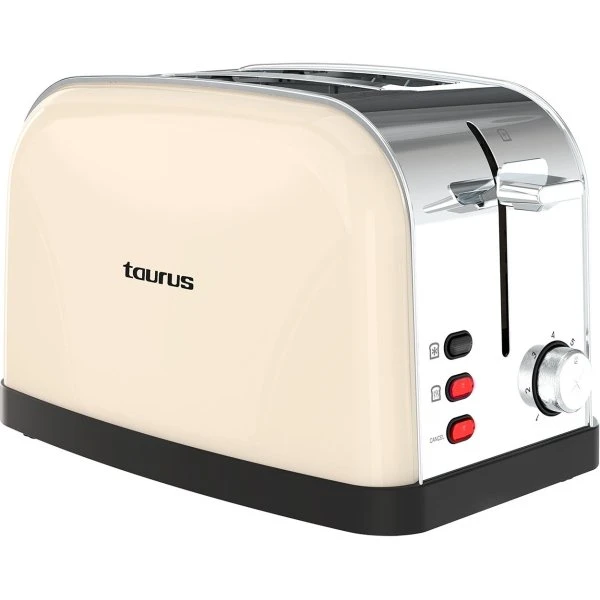 Taurus Vintage 2 Skiver Brødrister, 950W, Creme