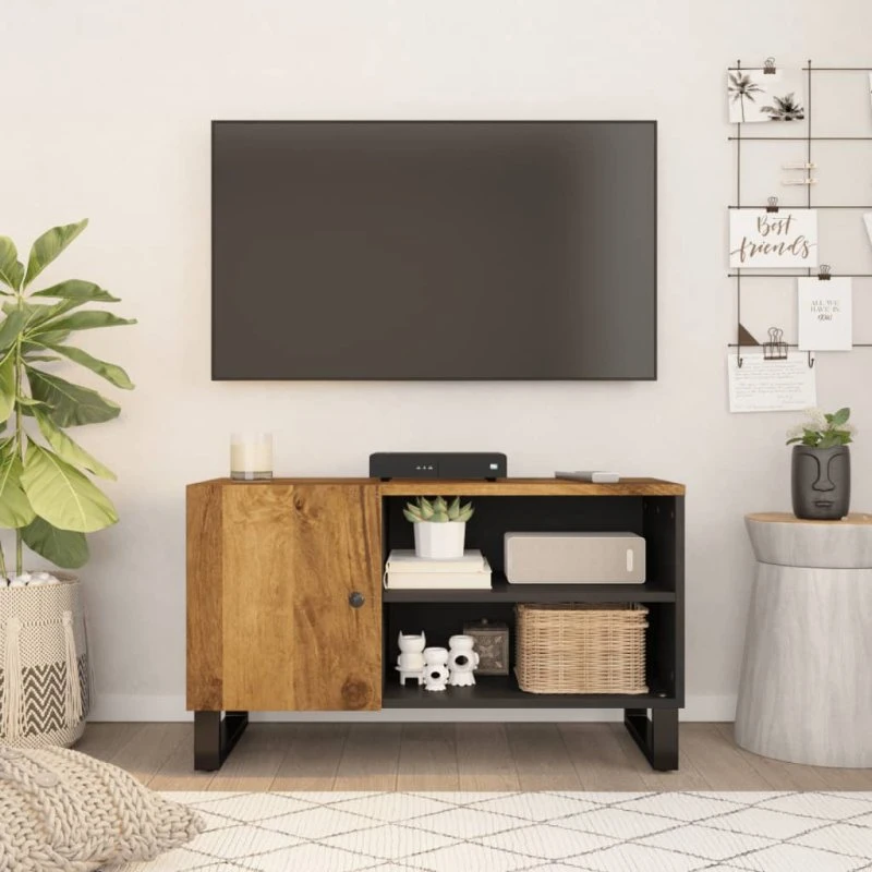 vidaXL tv-bord 80x33x46 cm massivt mangotræ og konstrueret træ