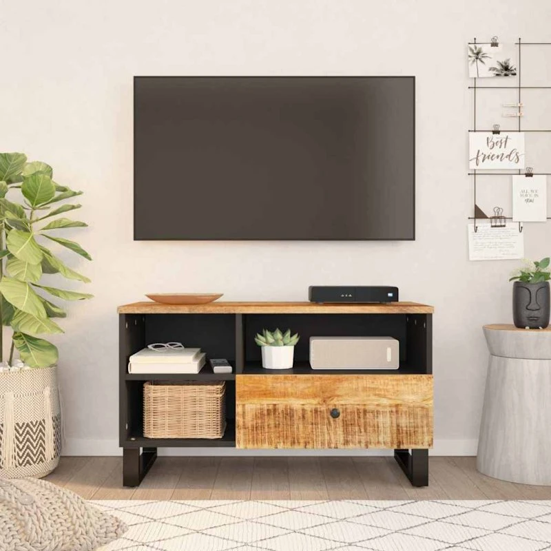 vidaXL tv-bord 80x33x46 cm massivt mangotræ og konstrueret træ