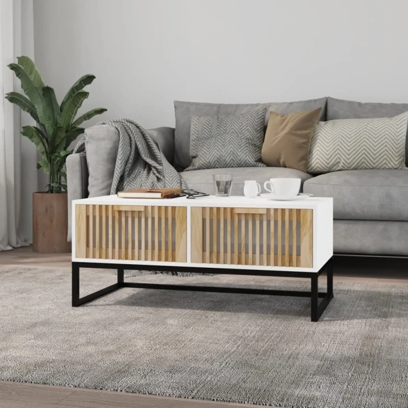 vidaXL sofabord 80x40x35 cm konstrueret træ og jern hvid