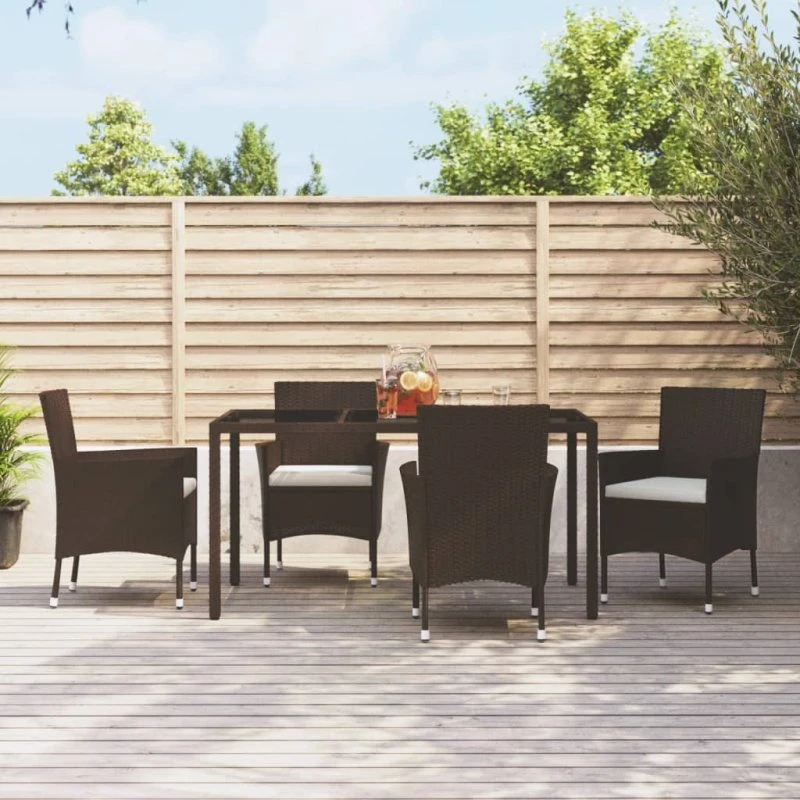 vidaXL Havestole med hynder 4 stk. brun polyrattan