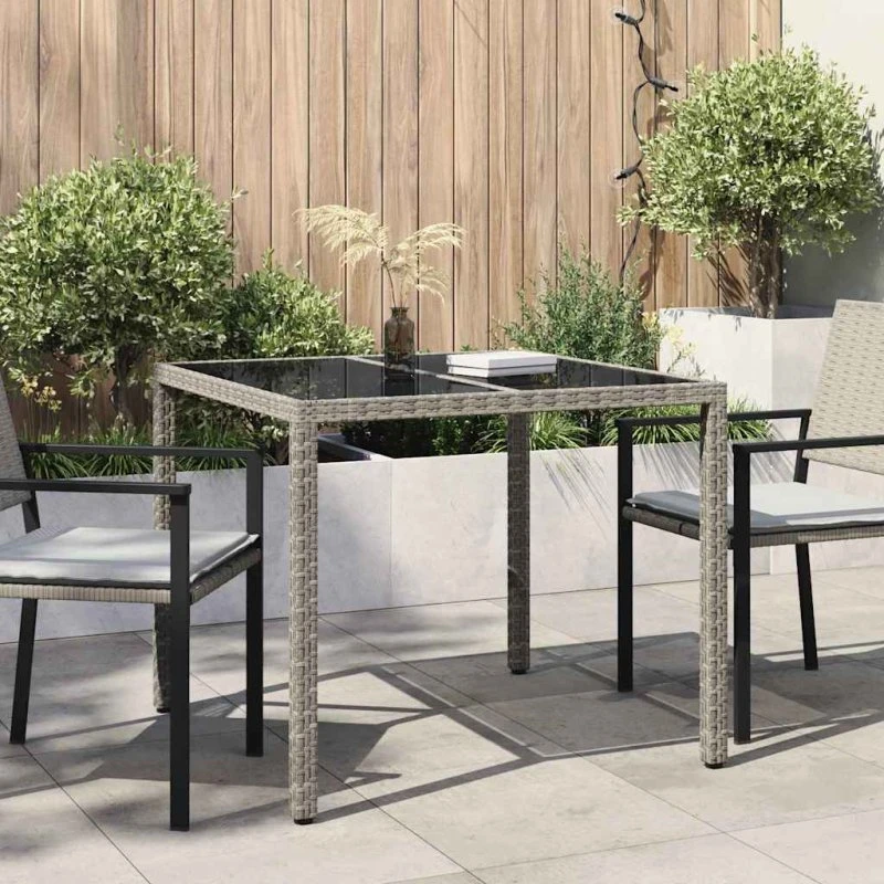 vidaXL Havemøbel Bord Grå 90x90x75 cm Poly rattan