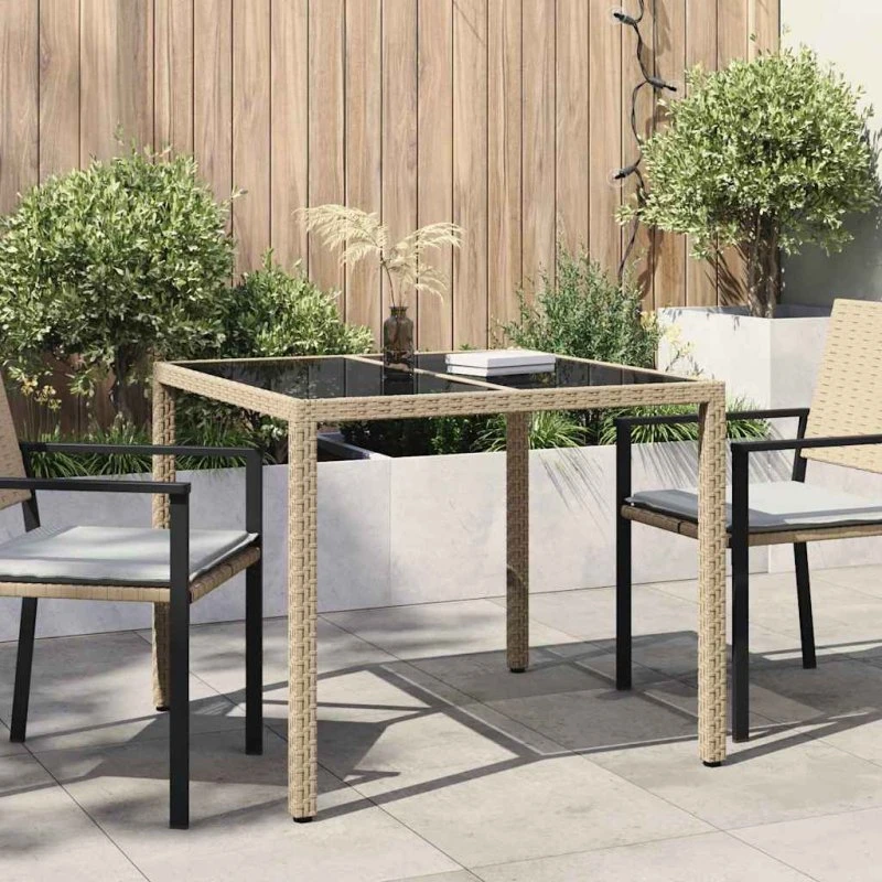 vidaXL Havemøbel Bord Beige 90x90x75 cm Poly rattan