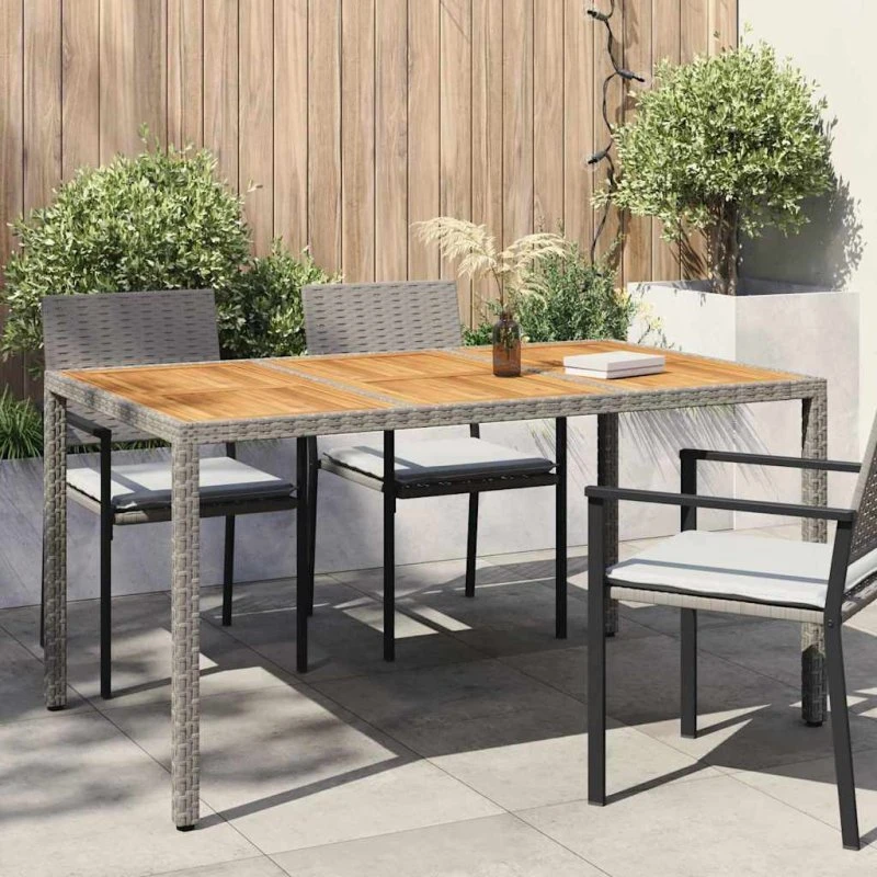 vidaXL Havemøbel Bord Grå 150 x 90 x 75 cm Poly rattan