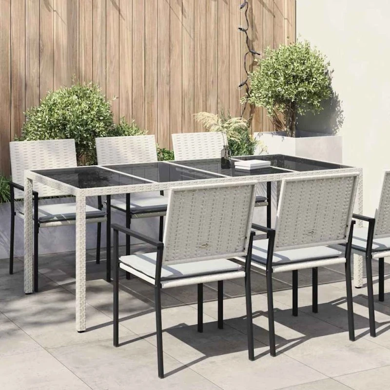 vidaXL Havemøbel Bord Hvid 190x90x75 cm Poly rattan